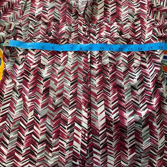 Herringbone Business Casual Button Up Pink Blouse - Picture 5 of 6